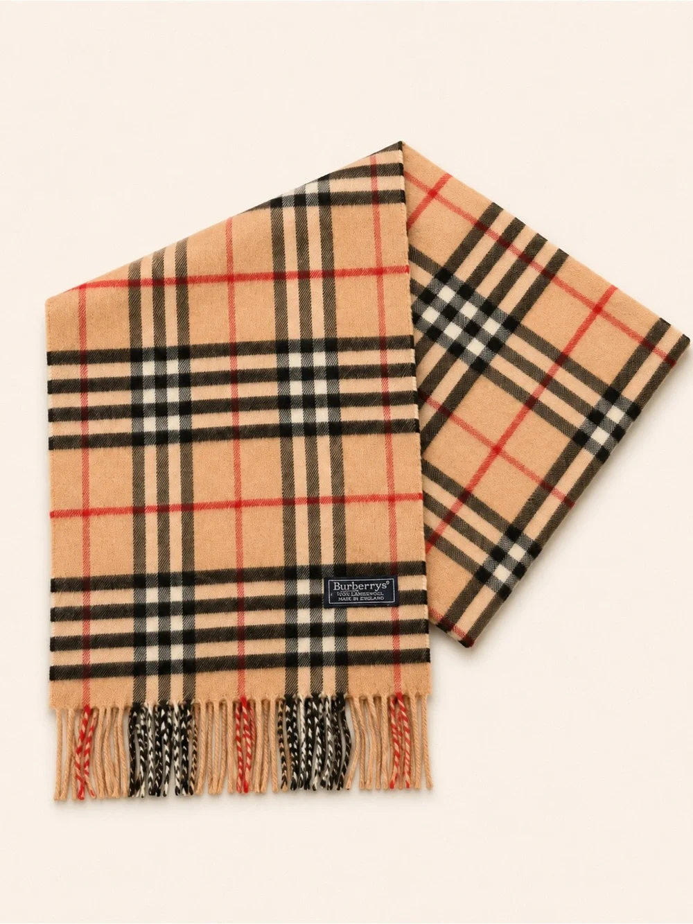 Burberry Camel Vintage Nova Check Wool Scarf
